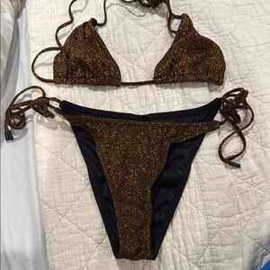 Shimmering Brown Bikini Set